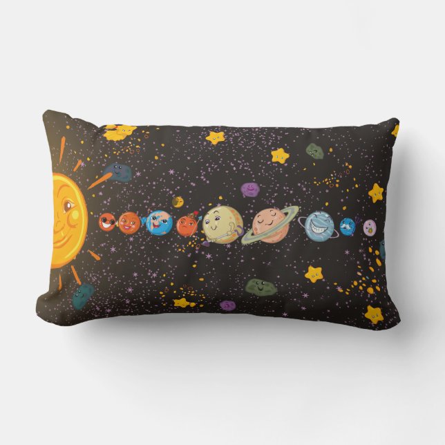 Rectangle Coussin drôle de planètes de système solaire (Recto)