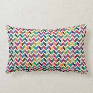 Rectangle Coussin en bois - Zigzag multicolore