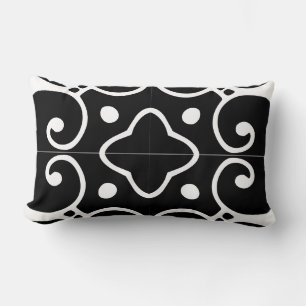 Rectangle coussin en mosaïque espagnole noir et blanc