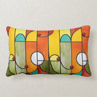 Rectangle Coussin en verre souillé de faux de Tiffany de