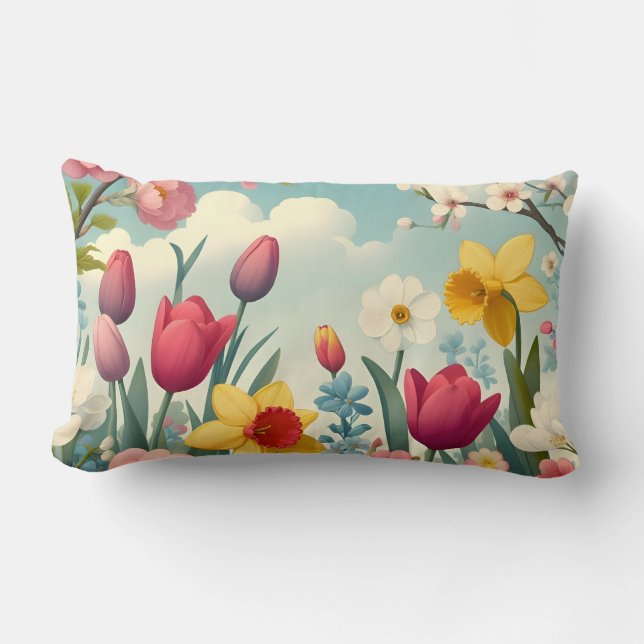 Rectangle Coussin Fleur Fleur de Printemps (Recto)