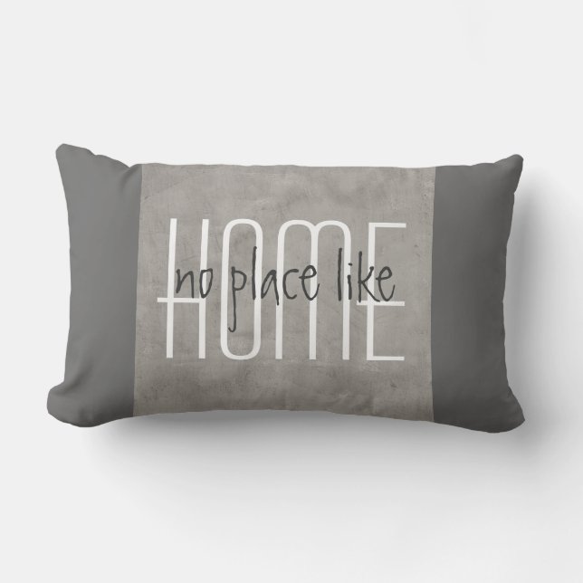 Rectangle coussin gris avec décoration maison (Recto)