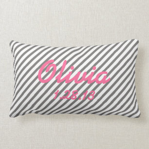 Rectangle Coussin gris et blanc de crèche de date de