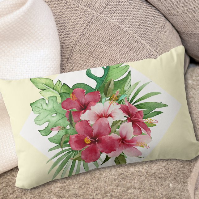 Rectangle Coussin Hibiscus Lumbar rose (Créateur téléchargé)