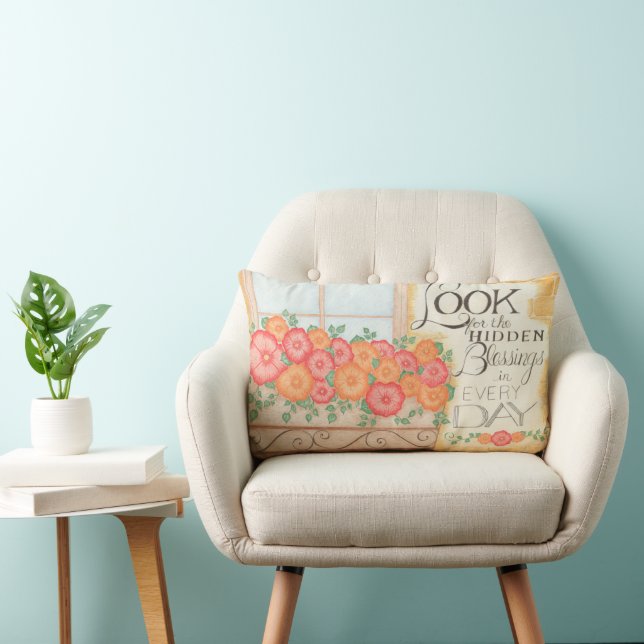 Rectangle Coussin jeté « Cherchez les bénédictions cachées » (Chaise)