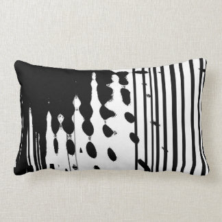 Rectangle Coussin lombaire abstrait noir et de blanc