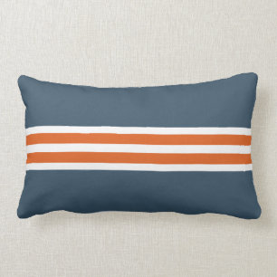 Rectangle Coussin lombaire bleu avec les rayures oranges et
