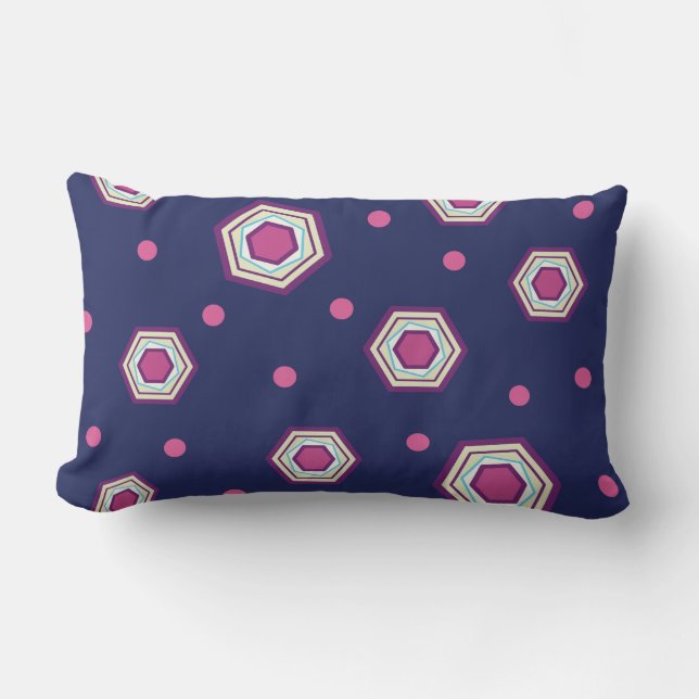 Rectangle Coussin lombaire bleu d'hexagones (Recto)