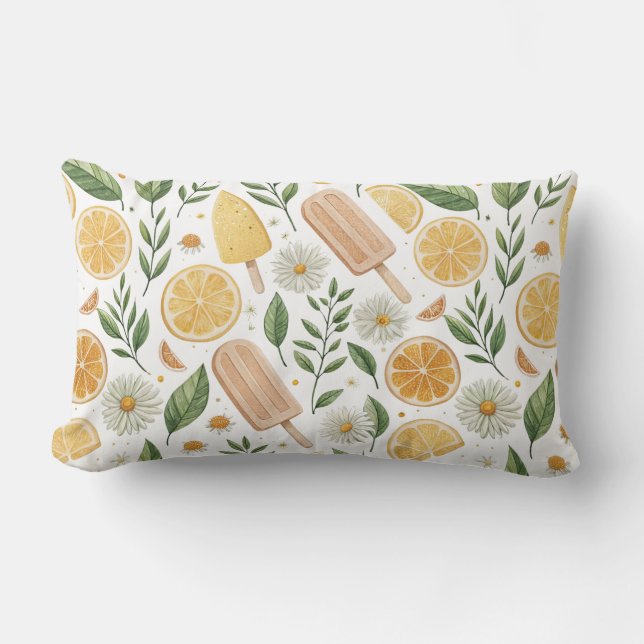 Rectangle Coussin Lombaire Citron Sucette – 33 cm x 53 cm (Recto)