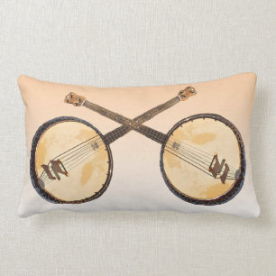 Rectangle Coussin lombaire croisé de musique de deux banjos