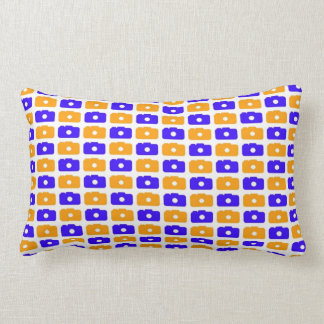 Rectangle Coussin lombaire d'amour d'appareil-photo (bleu et
