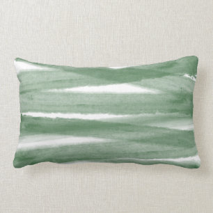 Rectangle Coussin lombaire d'aquarelle moderne de vert sauge