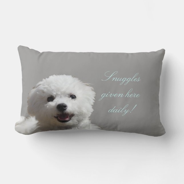 Rectangle Coussin lombaire de câlin heureux de Bichon (Recto)