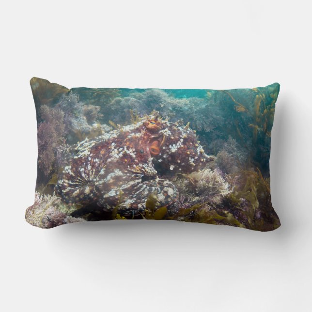 Rectangle Coussin lombaire de corail bleu océanique (Recto)