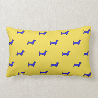 Rectangle Coussin lombaire de Daschund - bleu carrelé sur