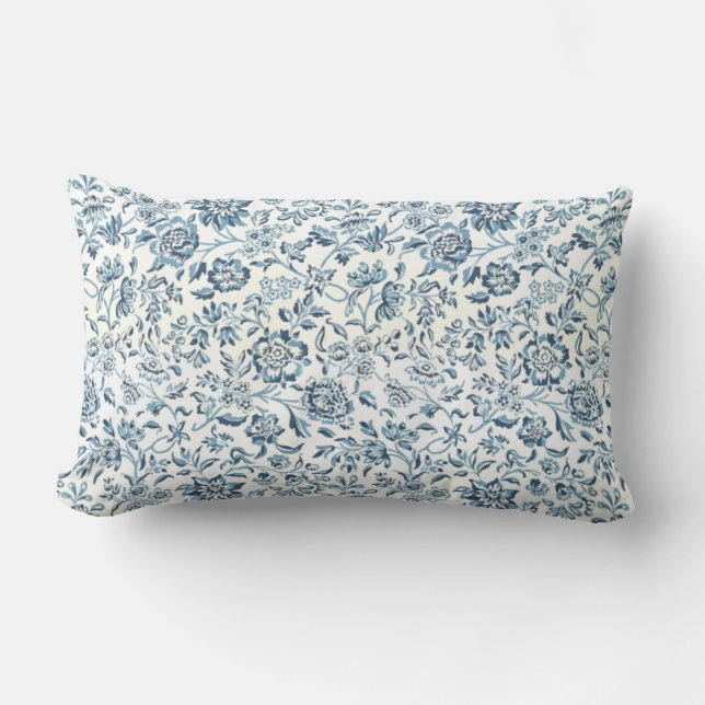 Rectangle Coussin lombaire de fleur bleue (Recto)