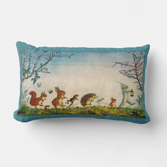 Rectangle Coussin lombaire de marche d'animaux de cru (Recto)