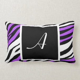 Rectangle Coussin lombaire de monogramme pourpre de mélange