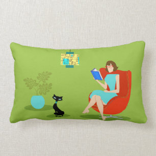 Rectangle Coussin lombaire de rétro femme de lecture