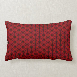 Rectangle Coussin lombaire d'hexagone noir et rouge