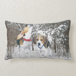 Rectangle Coussin lombaire en bois de Milou de chiots de