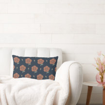 Coussin lombaire en terracotta fleuri bleu marine