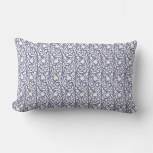 Rectangle Coussin lombaire floral bleu imprimé en bloc