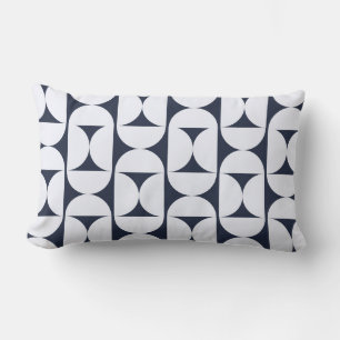 Rectangle Coussin Lombaire Géométrique Navy Moderne