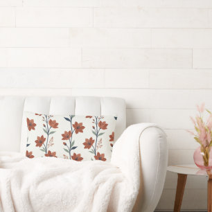 Rectangle Coussin lombaire moderne en terracotta floral