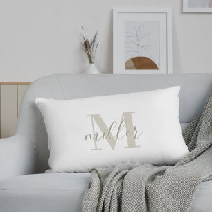 Rectangle Coussin Lombaire Monogramme de Famille à Carreaux