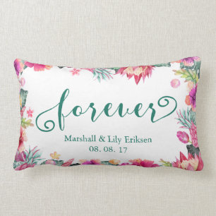 Rectangle Coussin lombaire personnalisé de mariage floral