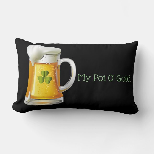 Rectangle Coussin lombaire Saint-Patrick-Bière & Trèfle (Recto)