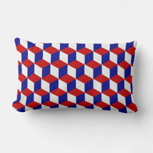 Rectangle Coussin (lumbar) - Blocage illusion rouge, blanc, 