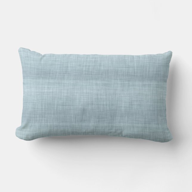 Rectangle Coussin Lumbar de texture de lin d'Aqua (Recto)