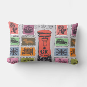 Rectangle Coussin Lumbar des timbres de voyage