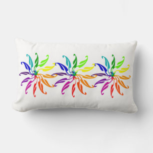 Rectangle Coussin (Lumbar) - Feuilles de roue couleur sur bl
