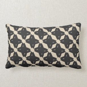 Rectangle Coussin Lumbar géométrique de couleur noire et bro