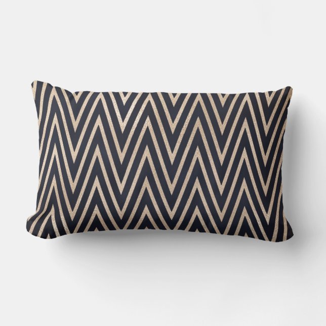 Rectangle Coussin Lumbar noir/or ZigZag (Recto)