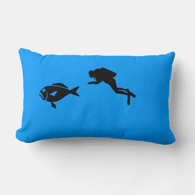 Rectangle Coussin (lumbar) - Plongeur sous-marin et poisson (Recto)