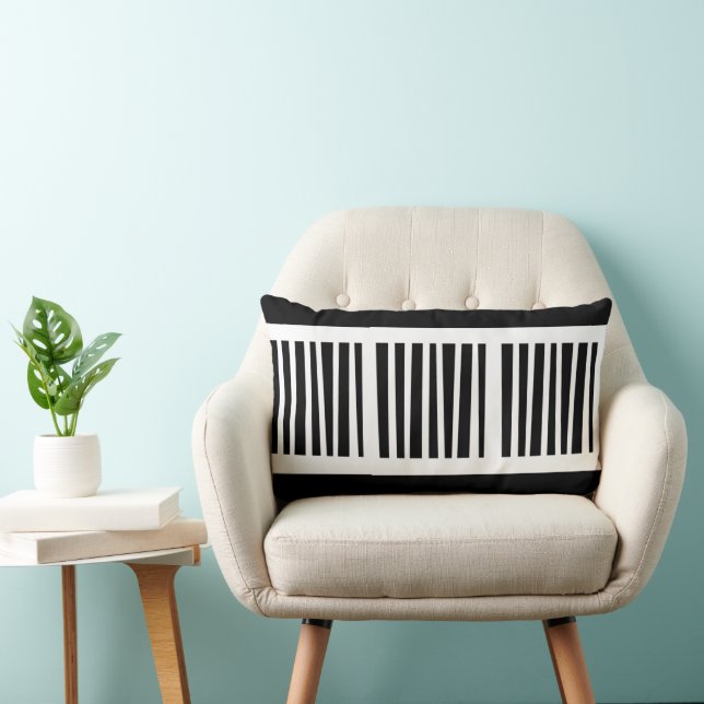 Rectangle Coussin Lumbar rayé noir et blanc (Chaise)