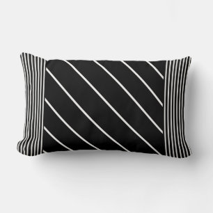 Rectangle Coussin Lumbar rayé noir et blanc