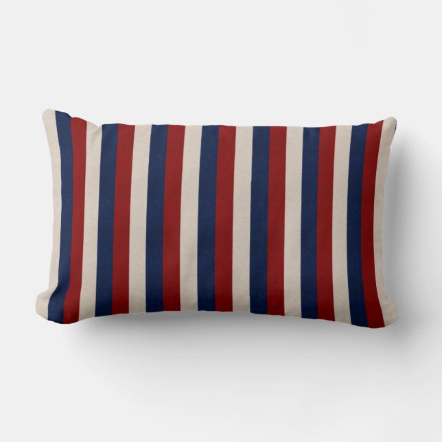 Rectangle Coussin Lumbar rouge blanc et bleu (Recto)