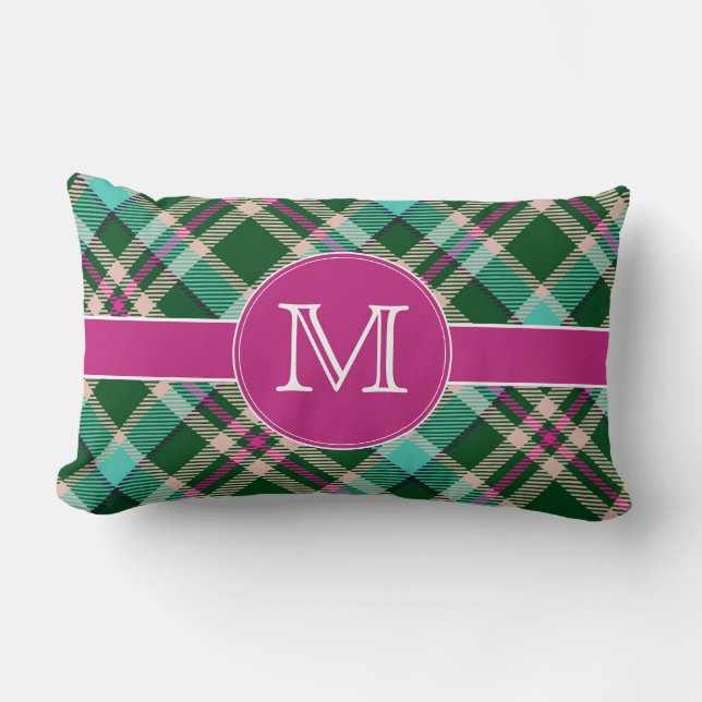 Rectangle Coussin Lumbar turquoise et rose (Recto)