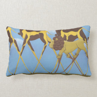 Rectangle Coussin lunatique de girafe et de lion