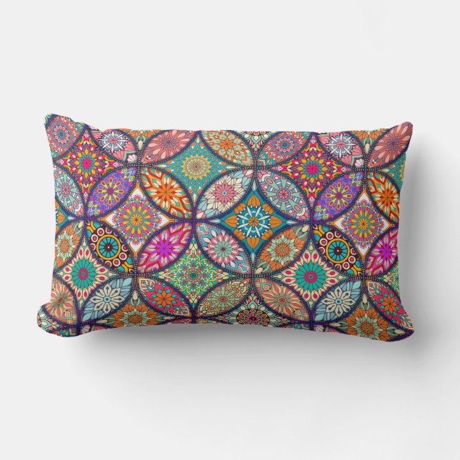 Rectangle Coussin Mandala Motif Lumbar (Recto)