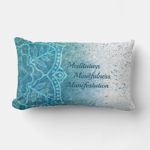 Rectangle Coussin Mandala Ombre Bleu Blanc Lumbar