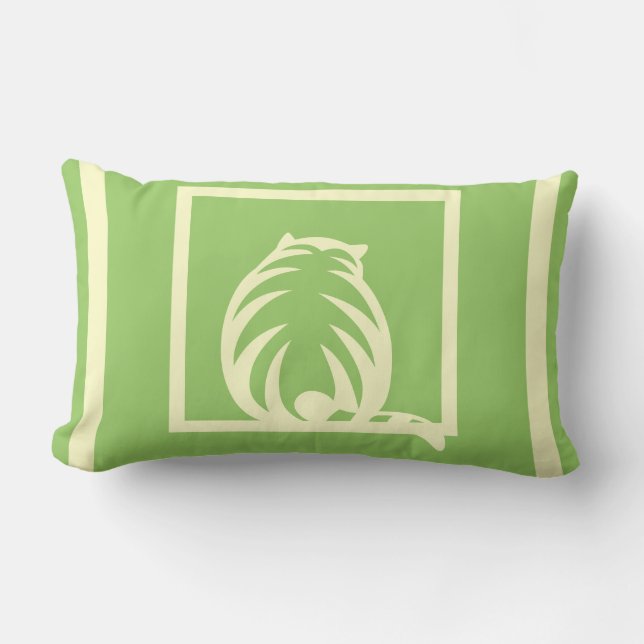 Rectangle coussin moderne CHATS  sage et crème (Recto)