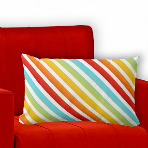 Rectangle Coussin Motif à rayures arc-en-ciel personnalisé