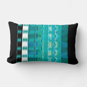 Rectangle coussin motif géométrique abstrait bleu turquoise