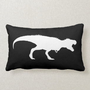 Rectangle Coussin noir avec la silhouette de T-Rex